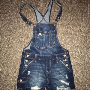 Denim short overalls